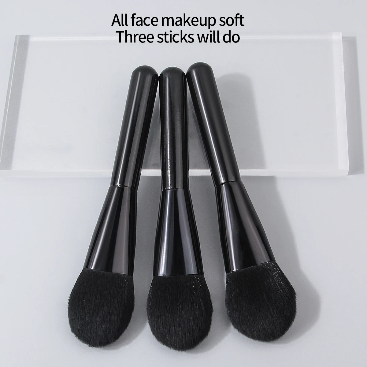 3 pçs todo-preto escova de blush de cerdas macias configuração escova de pó multi-funcional portátil ferramenta de pincel de maquiagem para iniciantes
