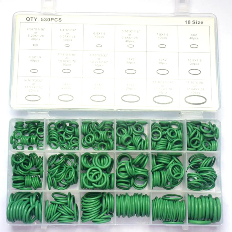 

530Pcs Seal O-ring Kit Repair Car Air Conditioning Rubber Sealant Box Set 18 sizes Gasket Sealing Ring O Rings Rubber Kit Set