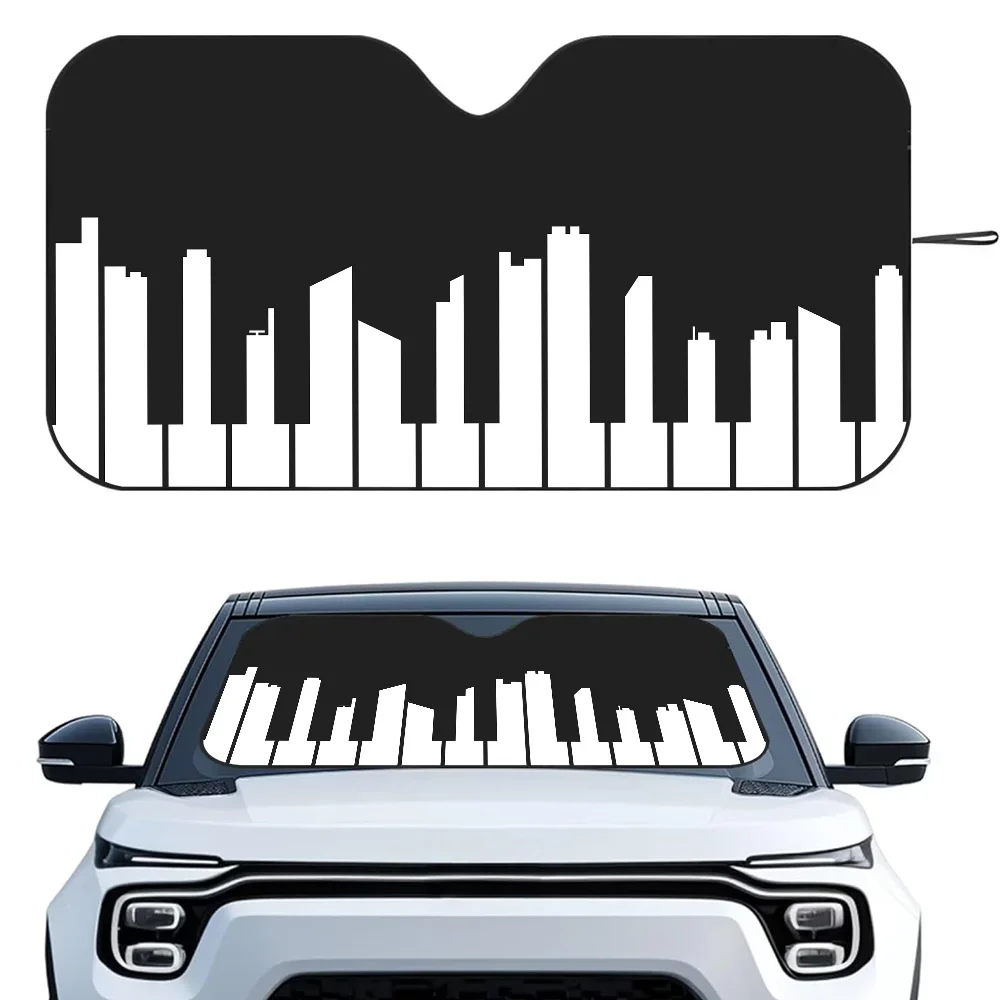 

Music Note Piano Pattern Car SunShade Heat-insulating Aluminum Film Windshield Sunshades UV Rays Blocks Car Sun Visor Protector