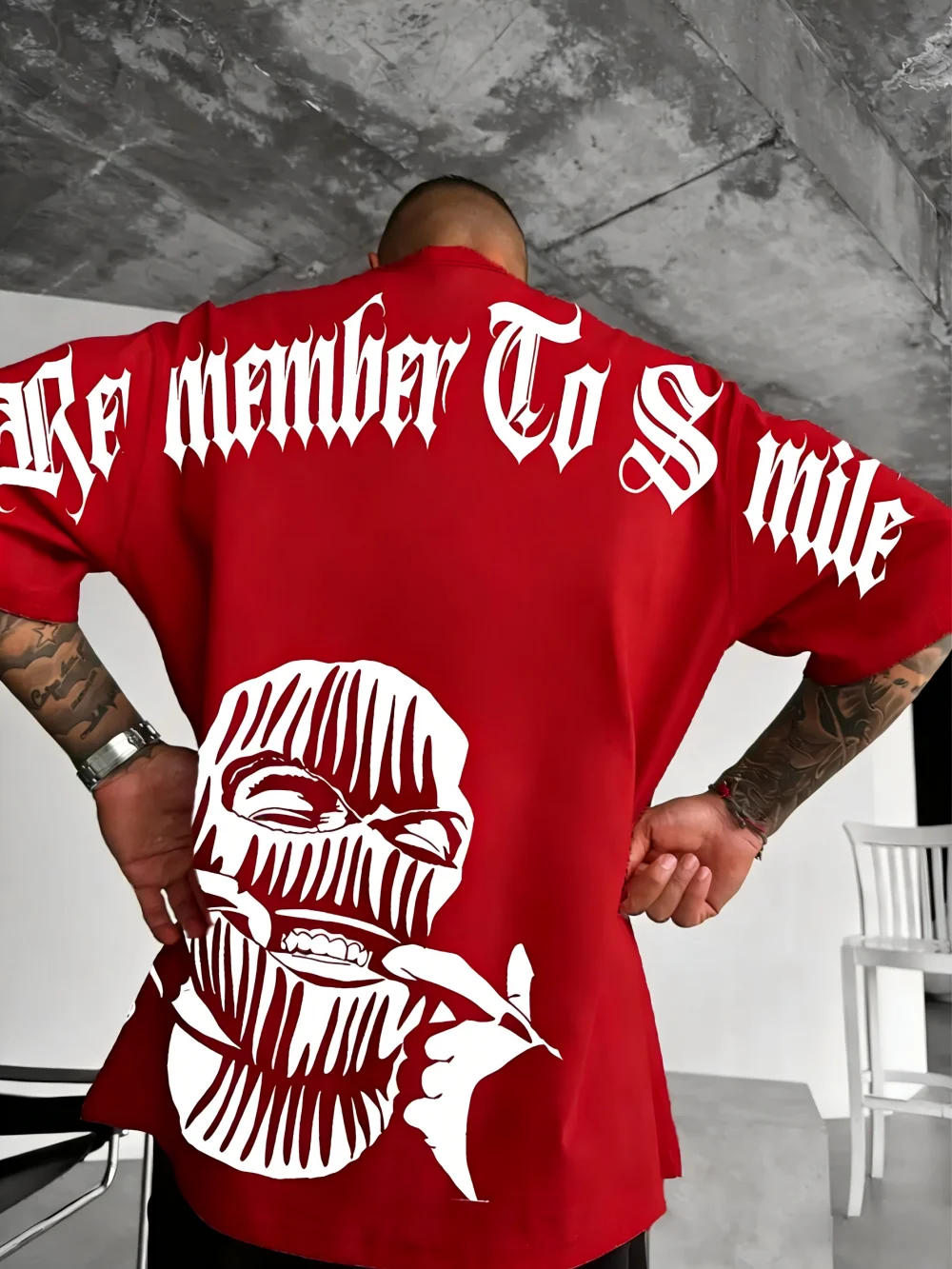 Europäisches und amerikanisches Herren-Sommer-T-Shirt mit Gothic-Buchstaben- und Figurendruck, bequem und atmungsaktiv, Rundhalsausschnitt, Outdoor-Street-Top – Detail 9
