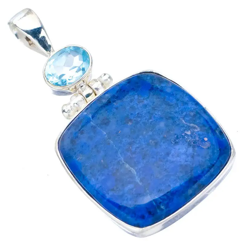 

StarGems Sodalite Blue TopazHandmade 925 Sterling Silver Pendant 1.75" F4984