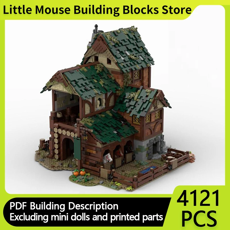 

Medieval Castle Model MOC Building Bricks Rural Area Barn House Modular Technology Gifts Holiday Assemble Children Toys Suit