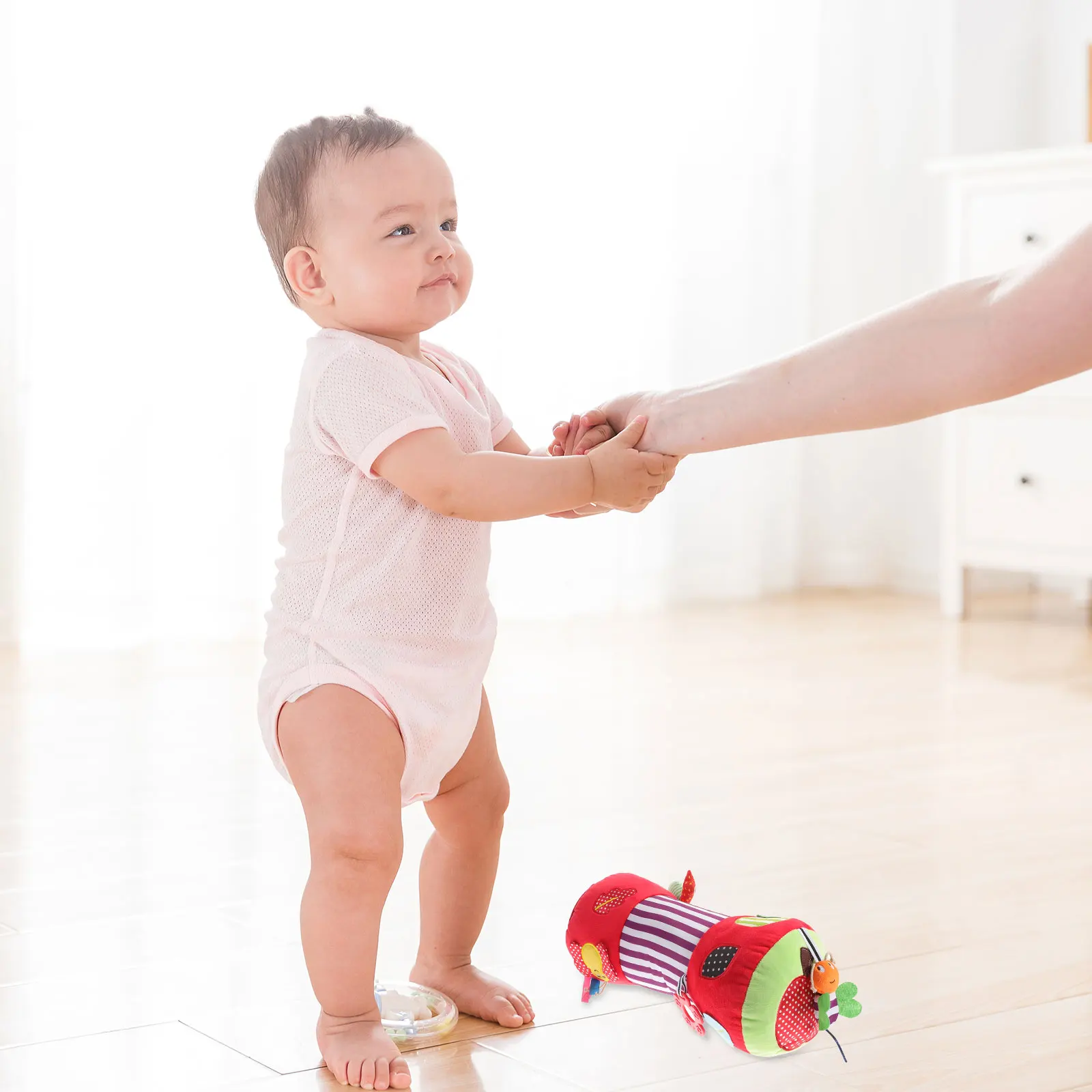 Newborn Crawling Pillow Apple Pattern Multifunction Roller Promoting Baby Motor Skills Fitness Development Pillow