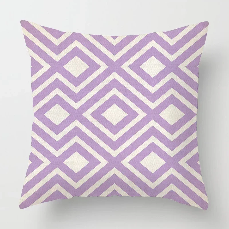 Geometric Light Purple Pillow Cover 50*50 Living Room Sofa Cushion Cover 40*40 Solid Color Decorative Cushion Cover Home Decor