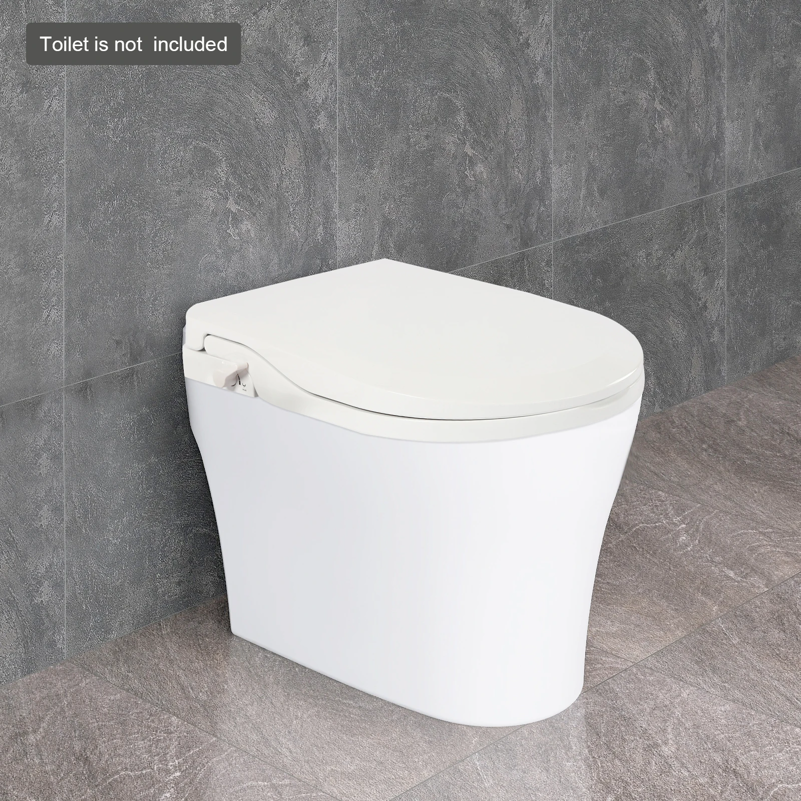 

Non-Electric Bidet Toilet Seat D-Shaped - 3 Flushing Holes Slow Damping, One-Click Disassembly PP Material for Toilet Renovation