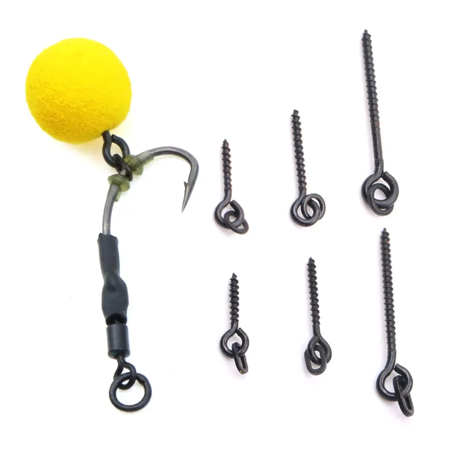 

20pcs Carp Fishing Bait Screw With Rig Ring Hair Rig Fishing Accessories Boilie Screw Hook Stop Fishing Tackle