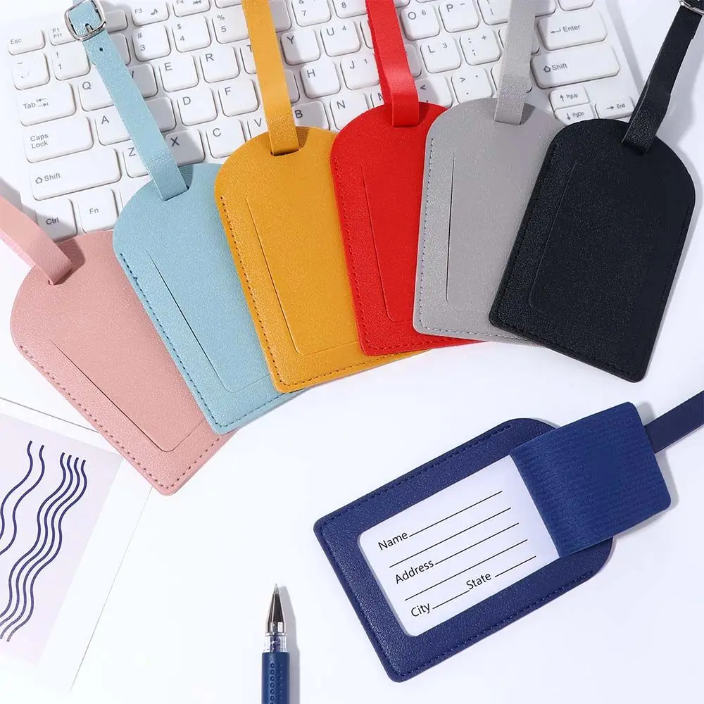 

Colorful PU Leather Handbag Label Airplane Check-in Boarding Pass Airplane Suitcase Tag Travel Accessories Luggage Tag