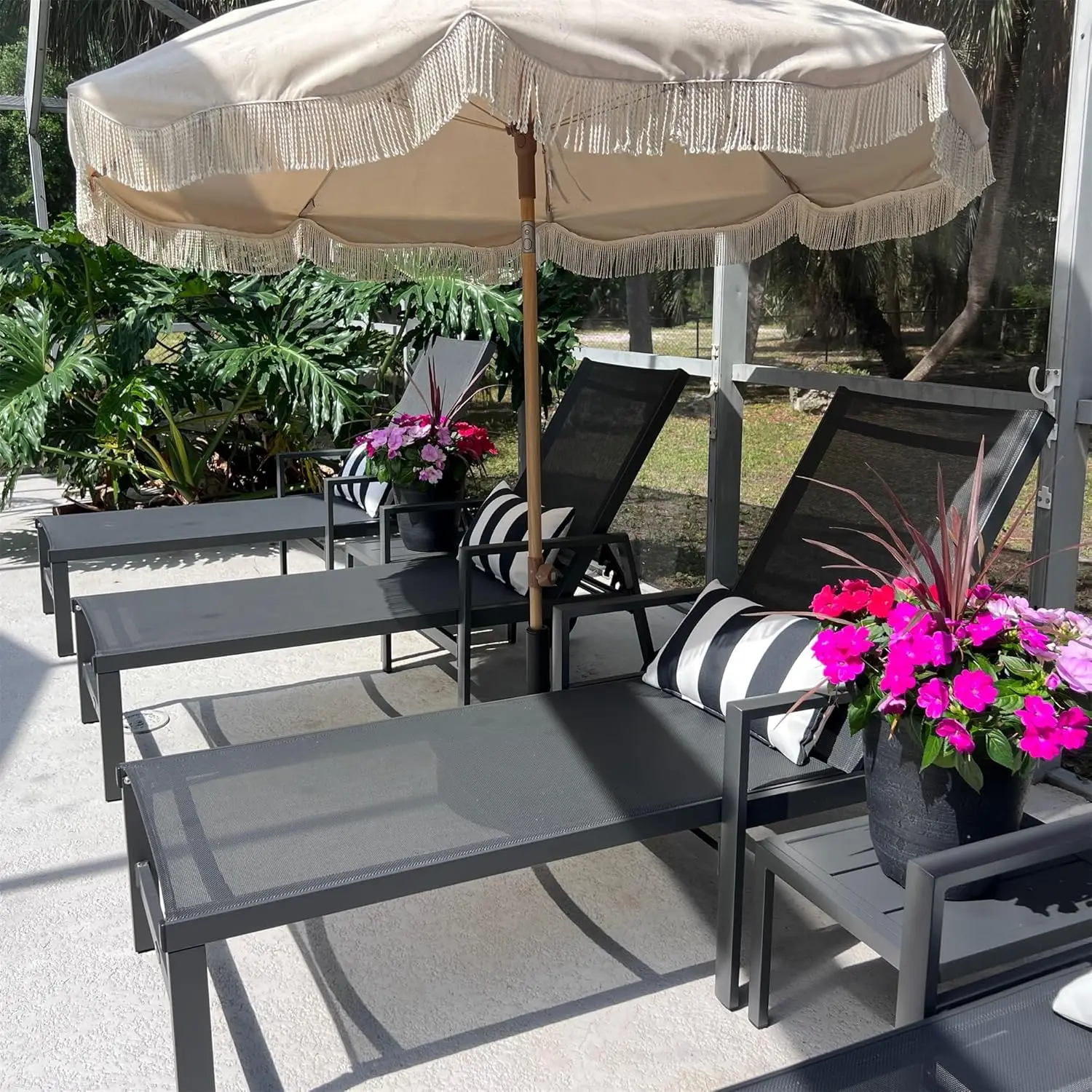 2 Pieces Outdoor Chaise Lounge Aluminum Patio Lounge Chair with Wheels and Armrests Outdoor Lounge Recliner Chair, Customized