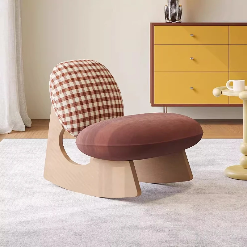 

Маленький кресло-шезлонг для квартиры в синюю клетку, одноместный диван-кресло