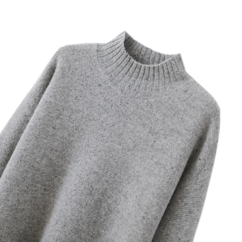 100% Merino Wool Women\'s Thickened Semi-turtleneck Fall/Winter 2024 Warm Pullover Korean Dot Yarn Wool Sweater