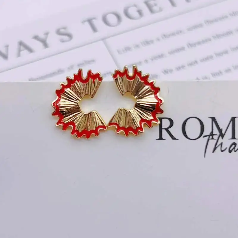 Irregular Geometry Pencil Scraps Alloy Earrings Piercing For Women Jewelry Gift Funny Punk Ear Studs - view 4