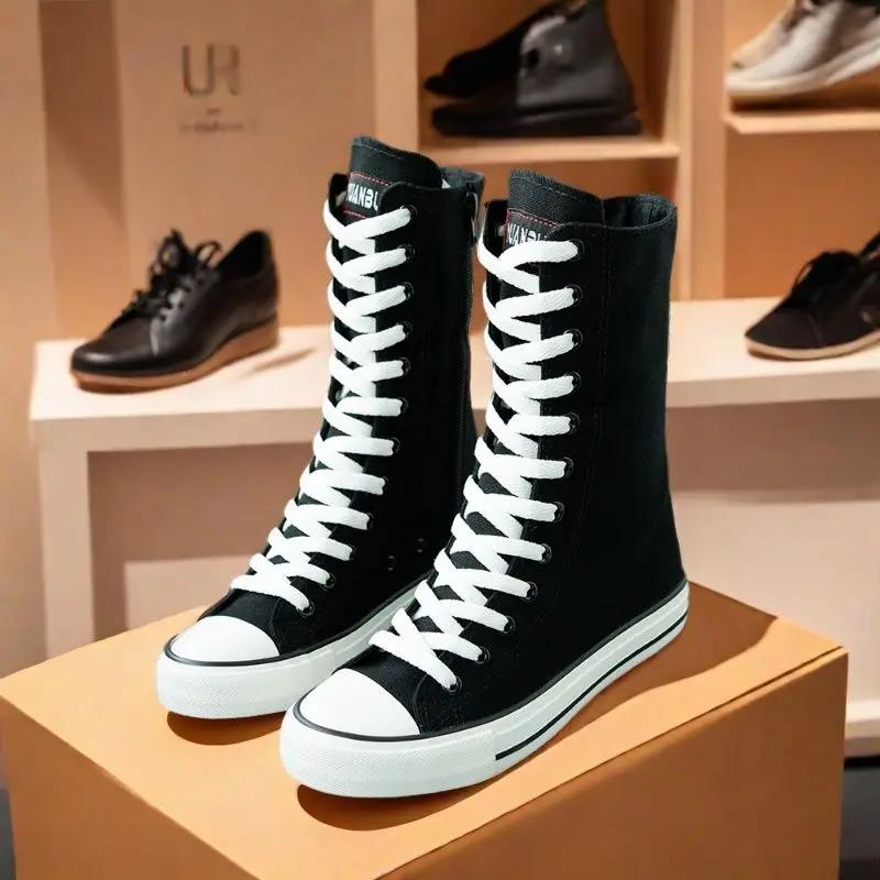 

Холщовая женская обувь с боковой молнией, весенне-осенние универсальные модные ботильоны на плоской подошве в простом стиле, черно-белые ботильоны на резиновой подошве