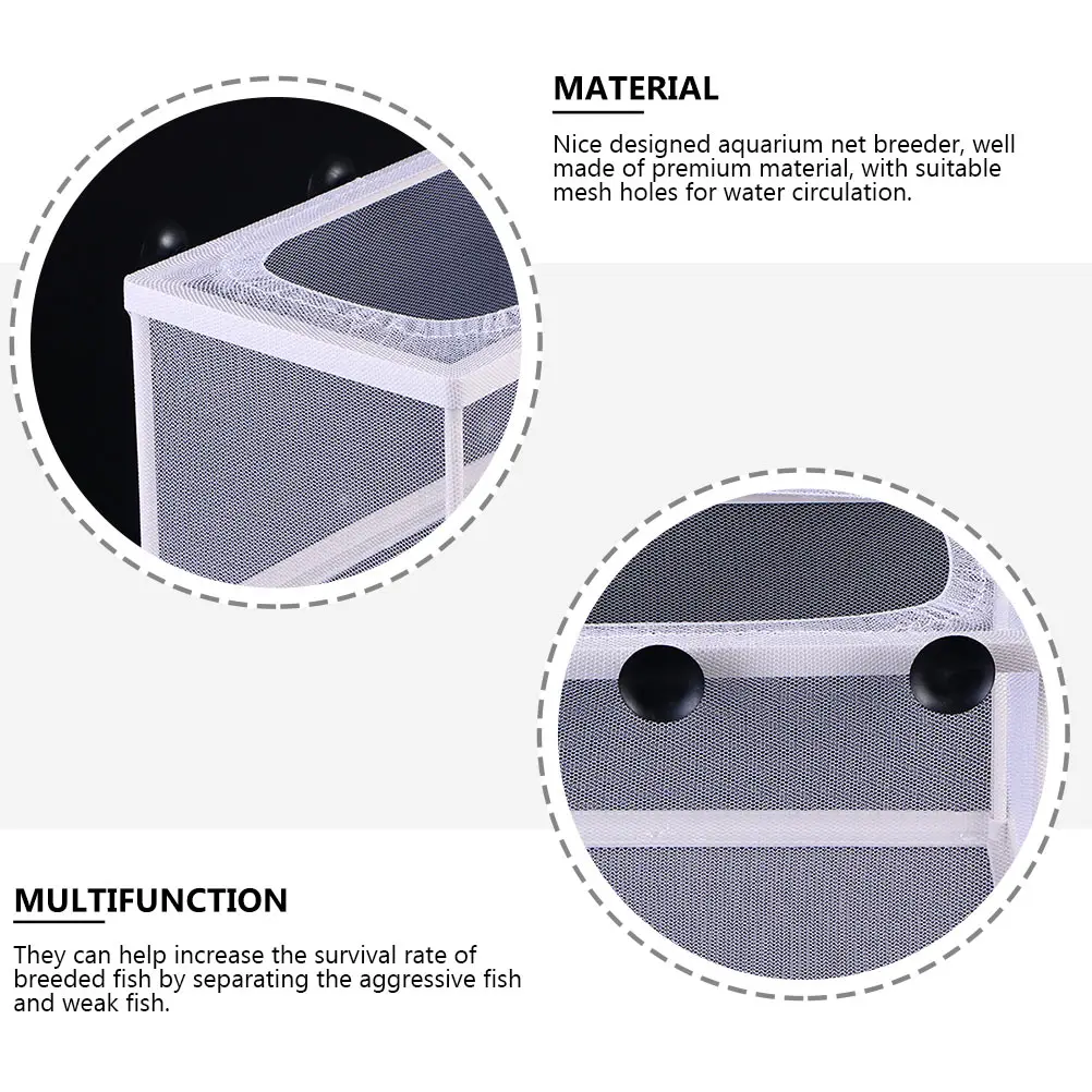

3pcs Breeding Net Aquarium Isolation Box Large Capacity Fine Mesh Fish Hatchery Divider Suction Cups Easy Assembly Safe Fish