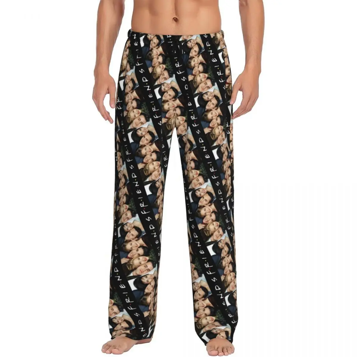 

Мужские пижамные штаны с эластичным поясом и карманами, в стиле телешоу, для сна и отдыха