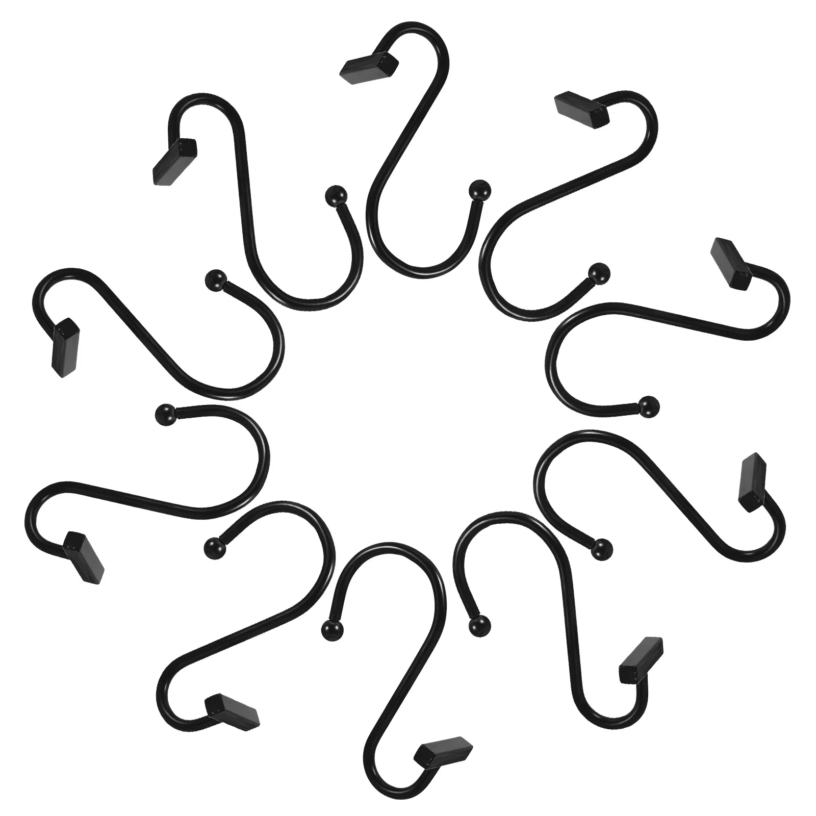 

12 Pcs Shower Curtain Hooks with Clips Bathroom Decorative Metal Black Iron Rod Curtains