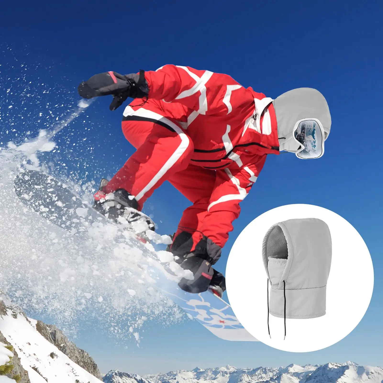 غطاء وجه بغطاء للرأس مقاوم للرياح لتدفئة الرقبة والطقس البارد غطاء وجه للتزلج الحراري للعدائين وراكبي الدراجات النارية والنساء