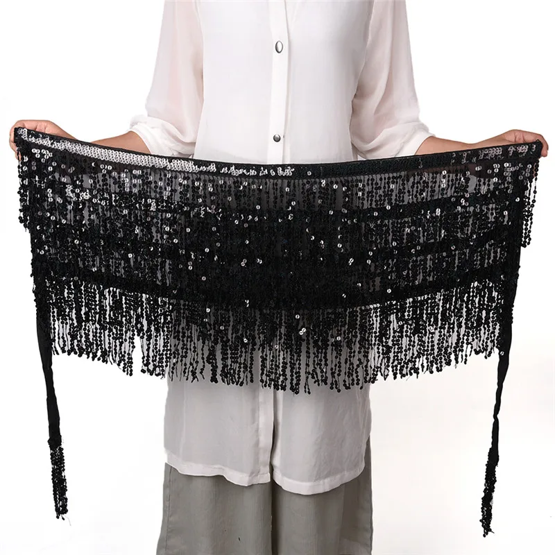 Belly Dance Costume Sequin Tassel Fringe Hip Scarf Belt Waist Wrap Skirt