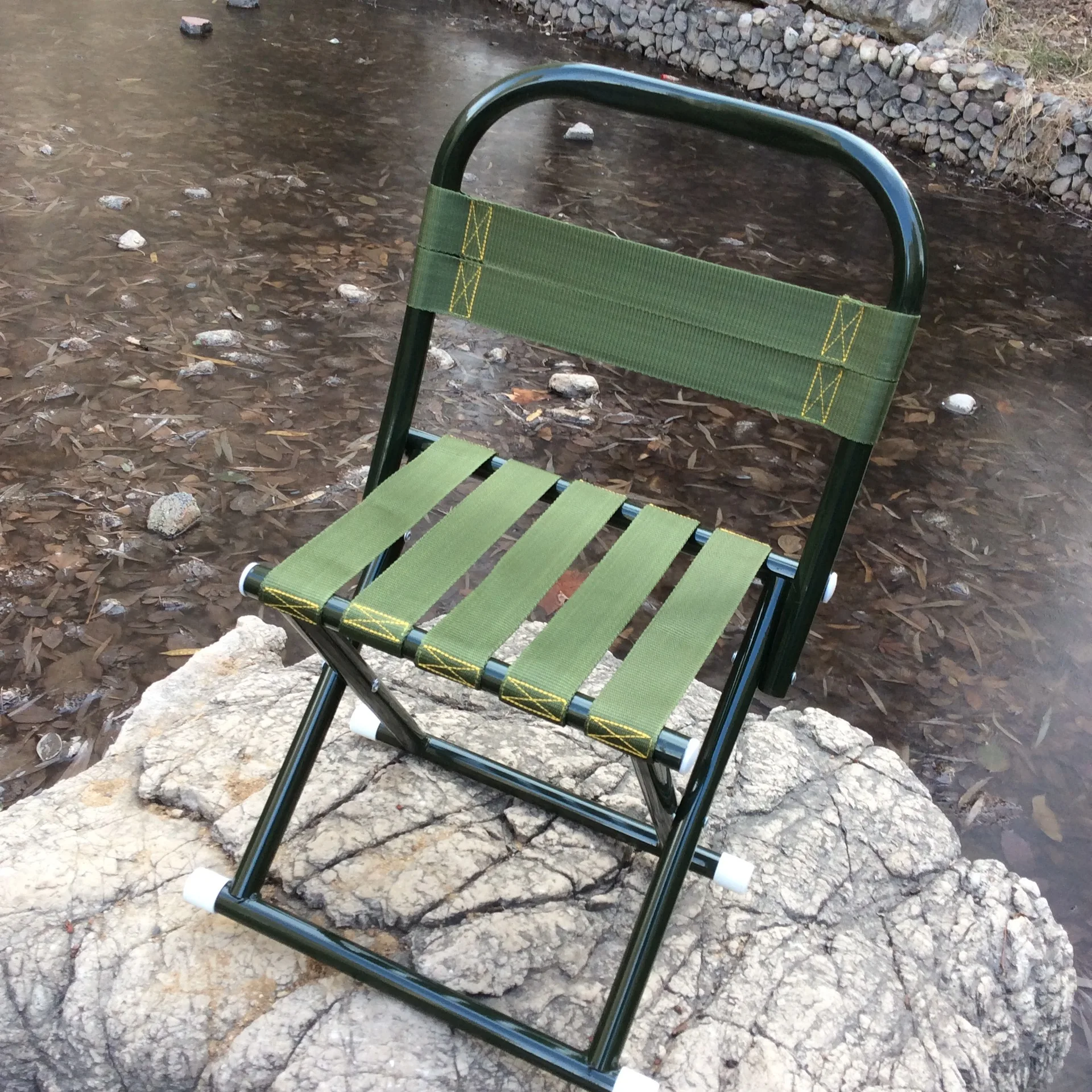 

Portable Backrest Folding Stool -Thick Padded Camping Chair for Fishing, Travel & Outdoor | Lightweight & Compact with Carry Bag