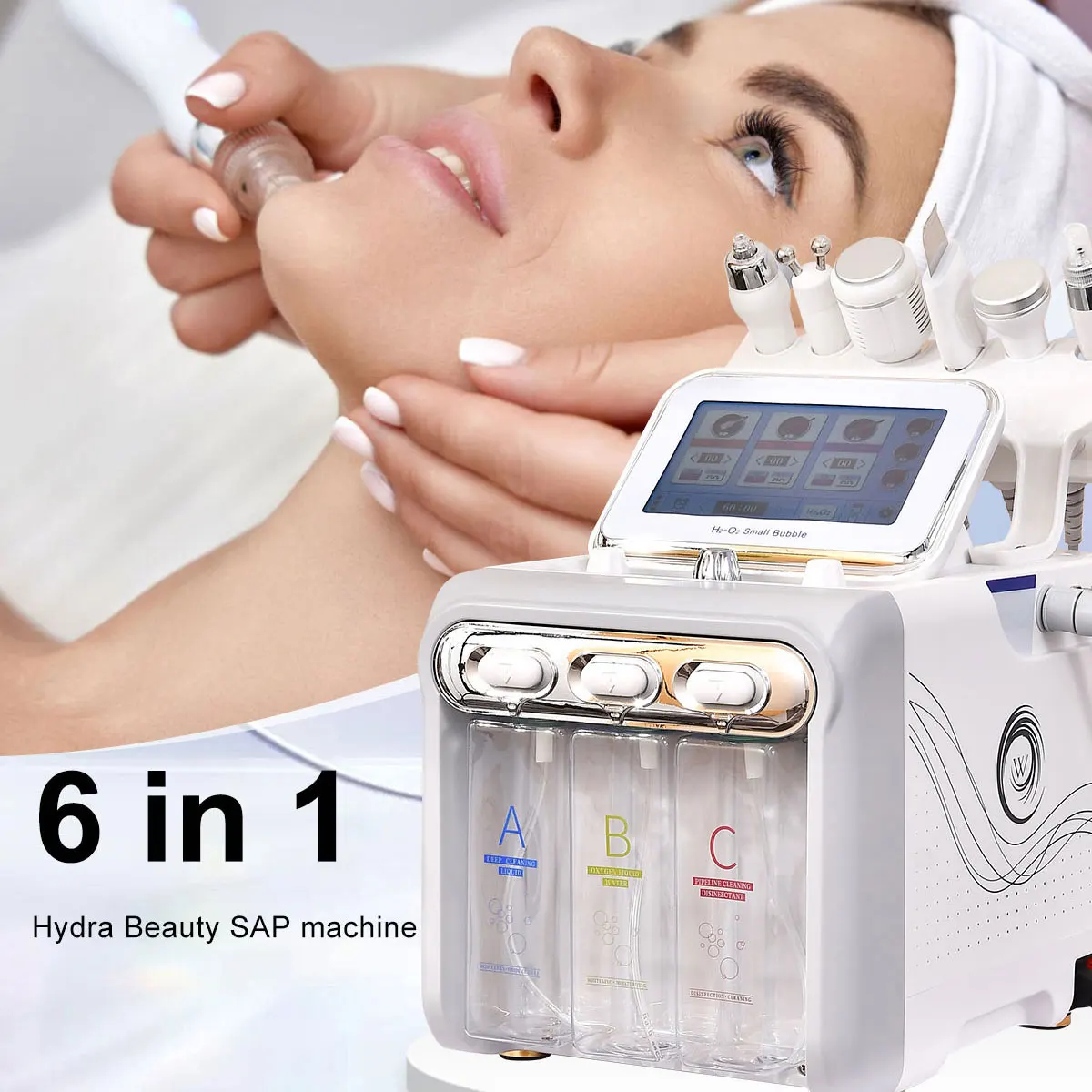 6 in 1 Aqua Peeling H2O2 Hydro Facial Machine Hydra Water Skin Peel Oxygen Jet