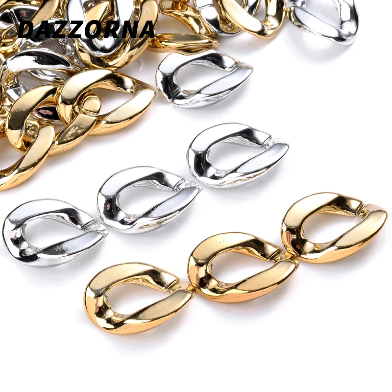 Bijoux JOLinks en plastique or argent, porte-clés à maillons en acrylique, collier, bracelet, cadeau exécutif, 16x23mm, lot de 30 pièces