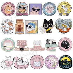 Cartoon Holiday Cat Enamel Brooch Dog Owl Love Dog Jar Metal Badge Punk Animal Lapel Pin Jewelry Gift Acceeeory For Kids Friends