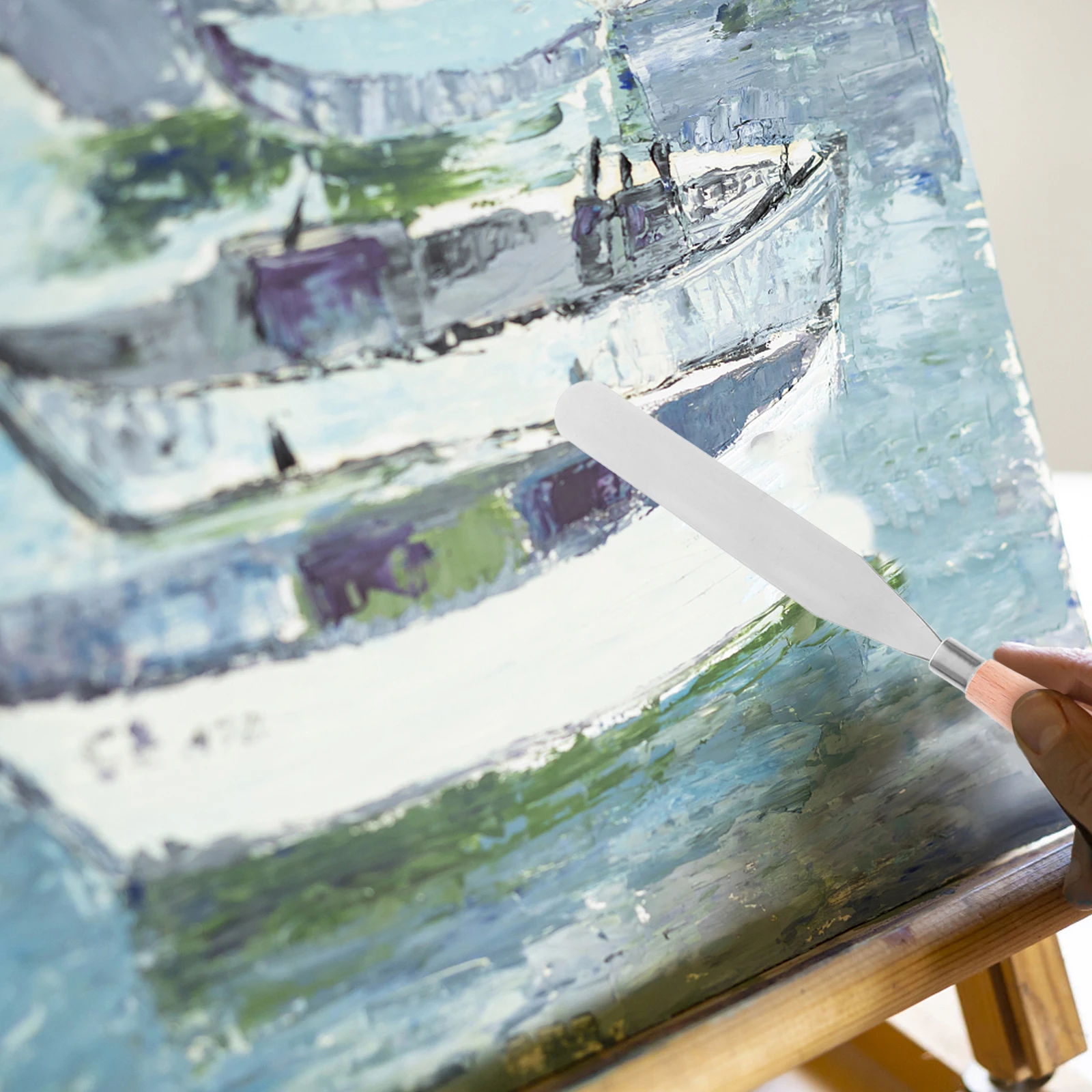 Painting Spatula Oil Painting Scraper Wooden Handle Ultrathin Flexible Durable Tool for Professional Amateur Use Mixing Knife