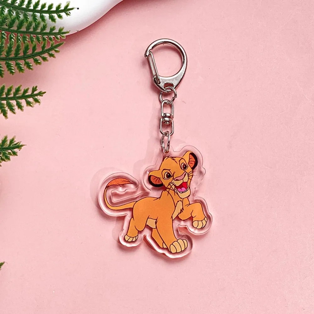 ديزني الأسد الملك أنيمي سلسلة مفاتيح مصنوعة من الأكريليك المساعدون الكرتون سيمبا موفاسا حقيبة قلادة لطيف سحر كيرينغ أصدقاء المشجعين هدية