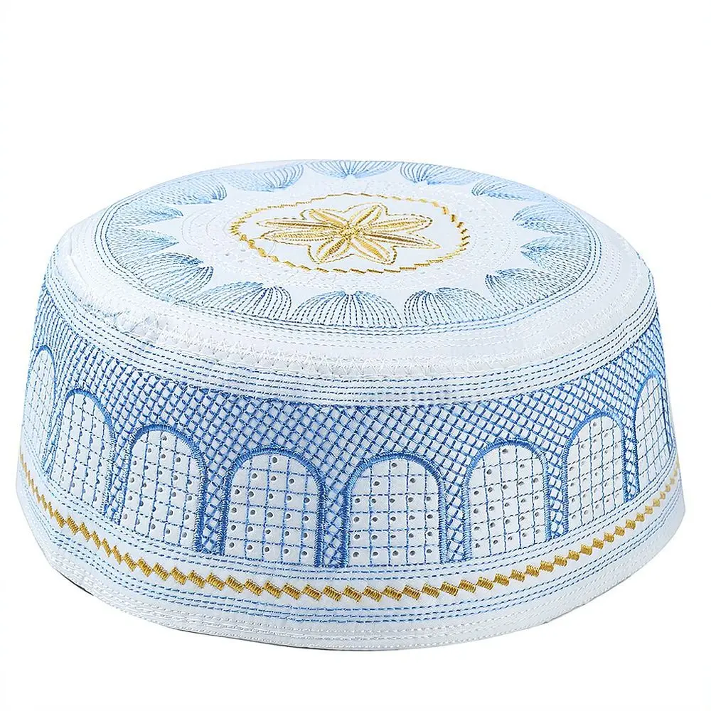 Muslim Hat Men Embroidery Craftsmanship Islamic Prayer Cap Breathable Cotton Ethnic Style Skull Cap Comfortable Headwear