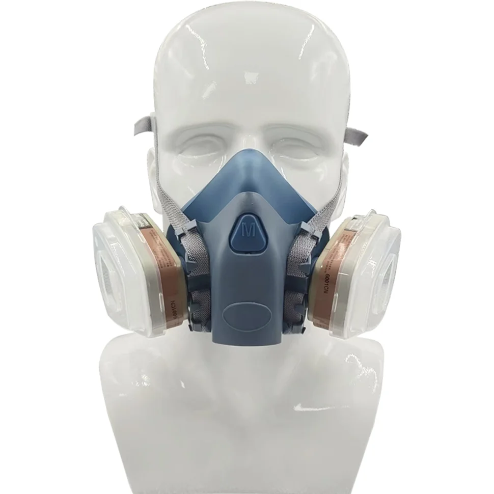 7502 Protective Mask, for Spraying & Grinding, Dust & Toxic Gas Protection, Equipped with 6001CN & 2097 Filters