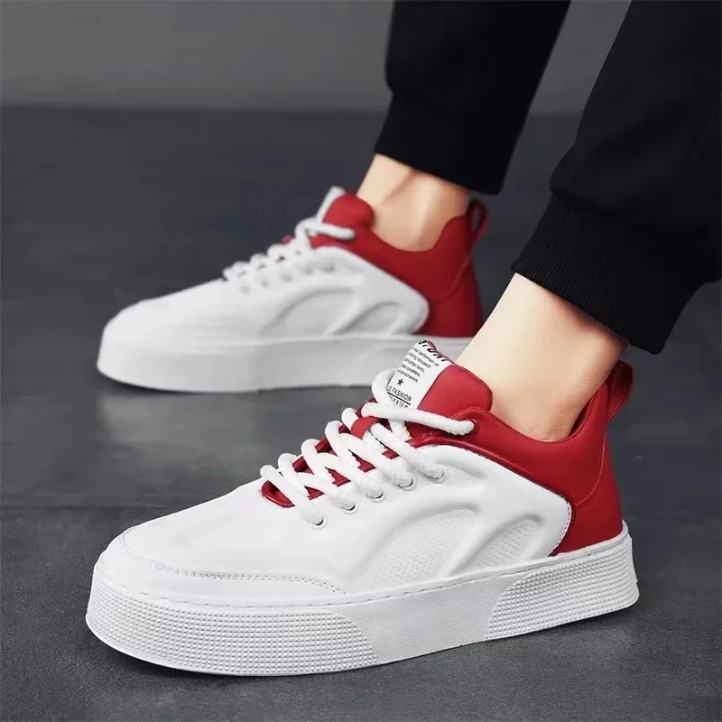 Men's Casual Sneakers Fashion Skateboard Shoes Outdoor Anti slip Wear-resistant Sports Shoes For Men White Platform Running Shoe