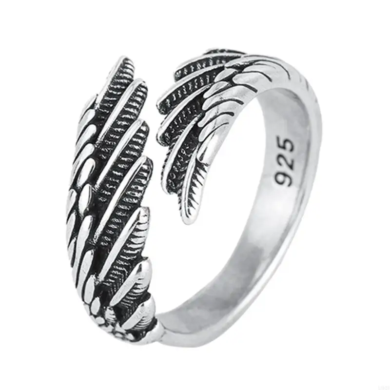 

U90E European and Old Ring Simple Fashion Thai Silver Jewelry Temperament High Wing Ring