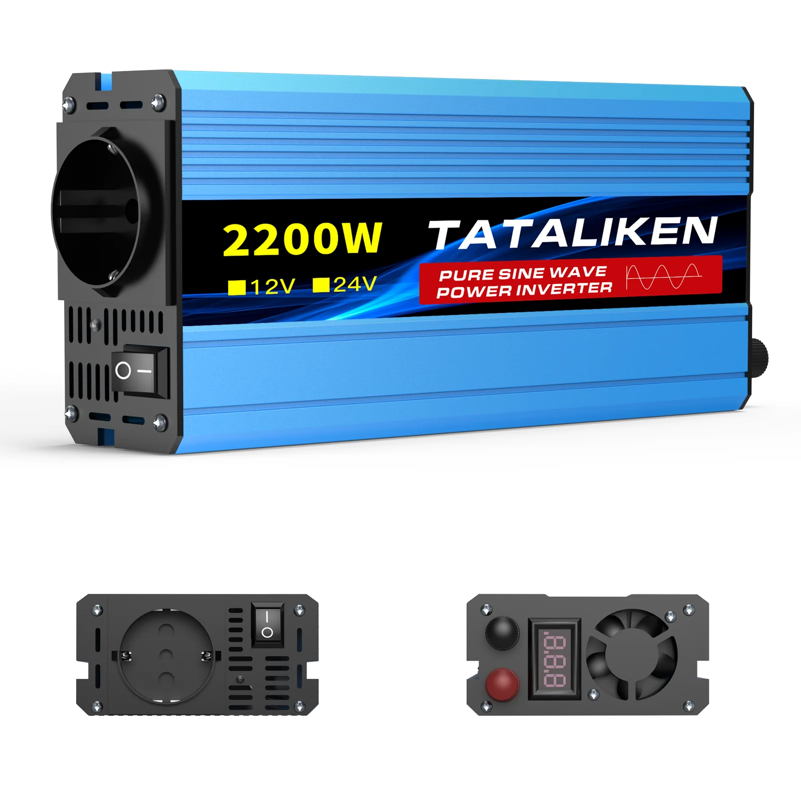 Zuivere Sinus Inverter 12V DC naar 220V AC 50Hz 2500W 3500W 4000W 8000W EU-stekker LCD Display Temperatuurregeling Ventilator