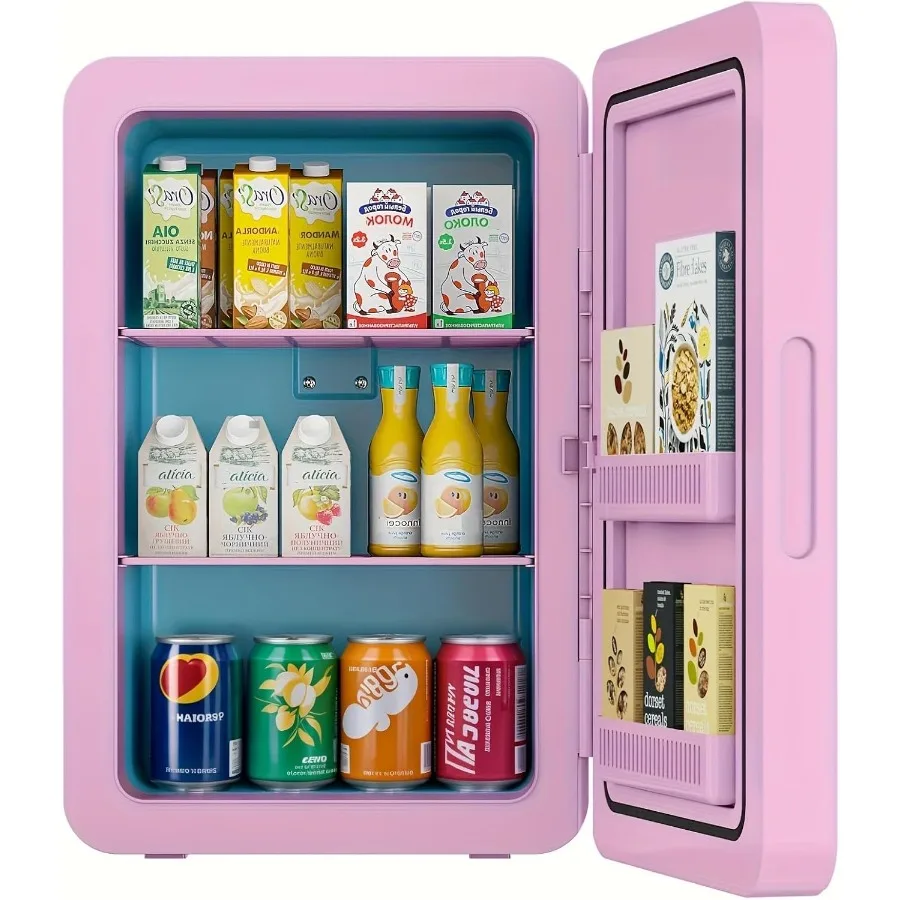 ثلاجة صغيرة 22 لتر 30 علبة لغرفة النوم 12 فولت تيار مستمر مبرد محمول وتدفئة مع ثلاجة مدمجة أمامية زجاجية مثالية لمكتب السيارة #1