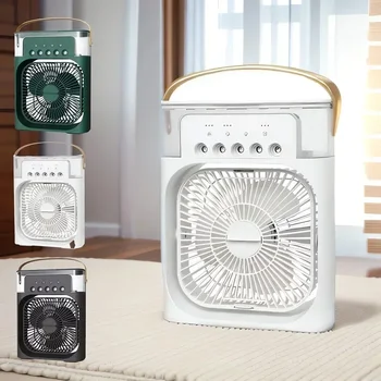 3-in-1 휴대용 선풍기 에어컨, 가정용 컴팩트 공기 냉각기, LED 야간 조명 가습기, 에어컨 냉각 장치