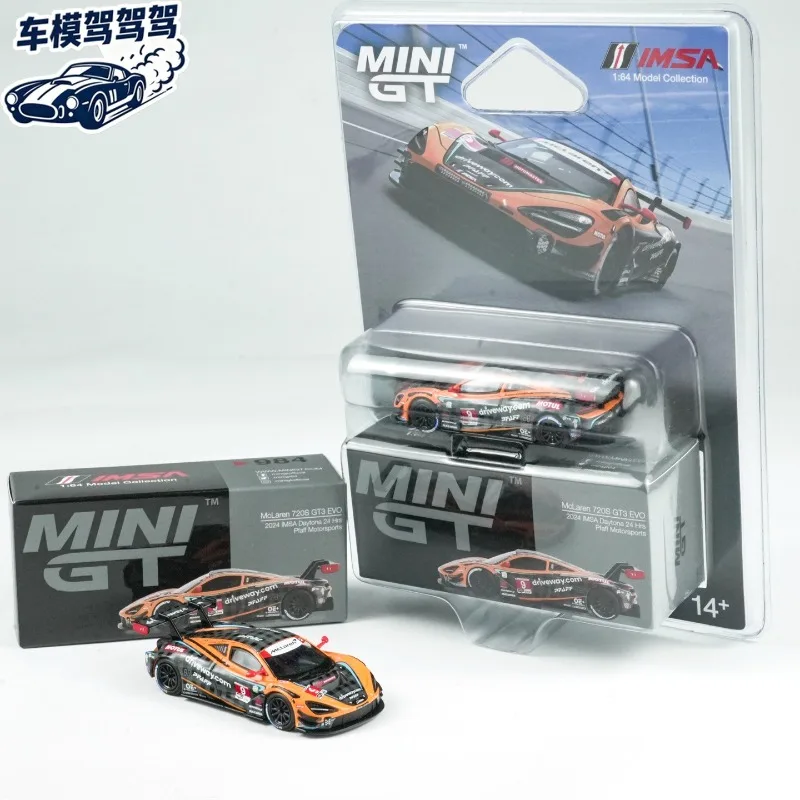 

MINI GT 1:64 McLaren 720S GT3 Evo 2024 die-cast alloy car model, boy gift toy, adult collectible ornament.