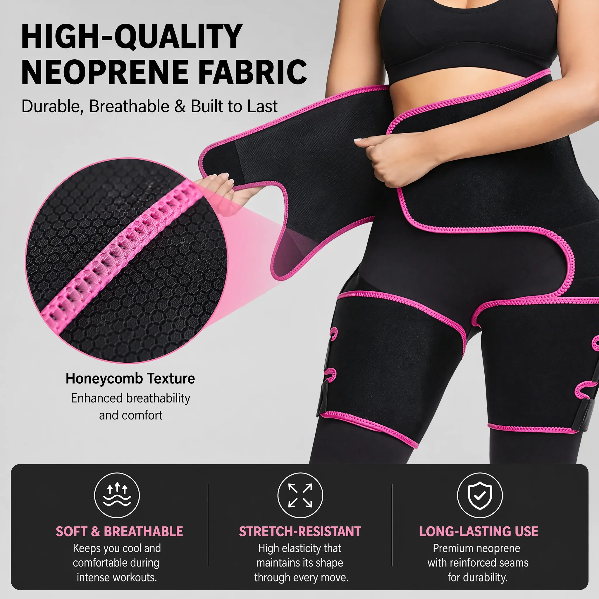 Neoprene Sauna Sweat Shorts Women 3-in-1 Body Shaper Waist Cincher Butt Lifter Thigh Trimmer Fitness Workout Slim Underwear view 5