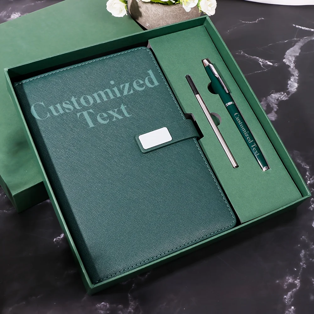 Caderno A5 Personalizado com Logo/Textos, Capa Grossa em Couro PU de Alta Qualidade, Caderno de Trabalho e Viagem, Diário Personalizado com Nome