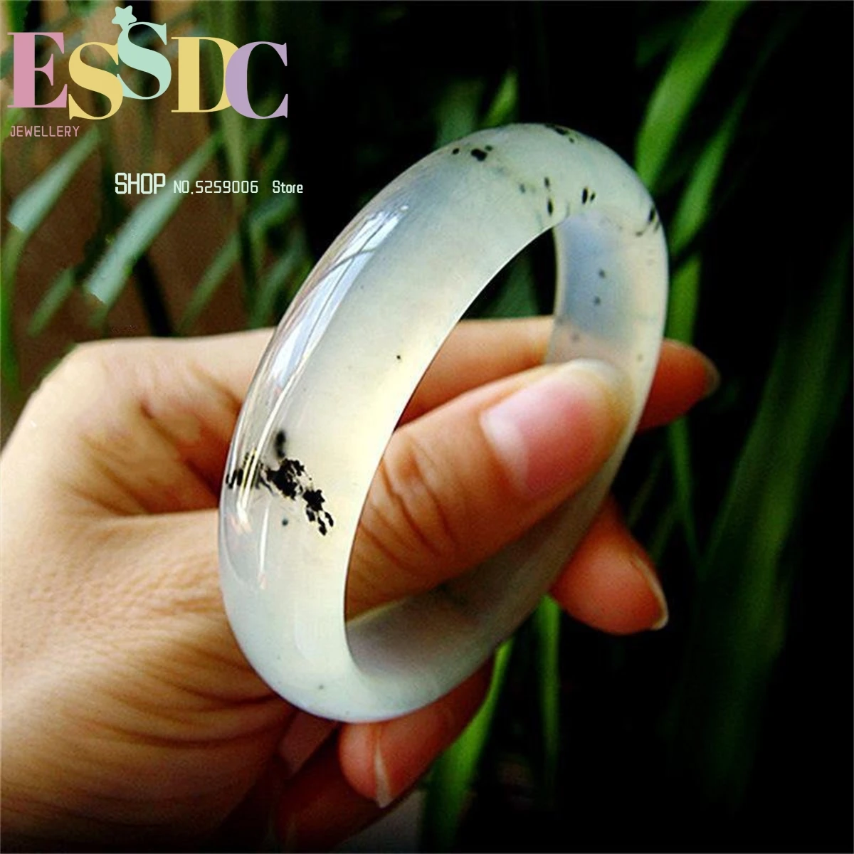 

Wholesale Carved Natural Ice Chalcedony Chinese Ink Style Jadeite Bangle Cuff Bracelet Warm Texture Fashion Lady Healthy Jewelry