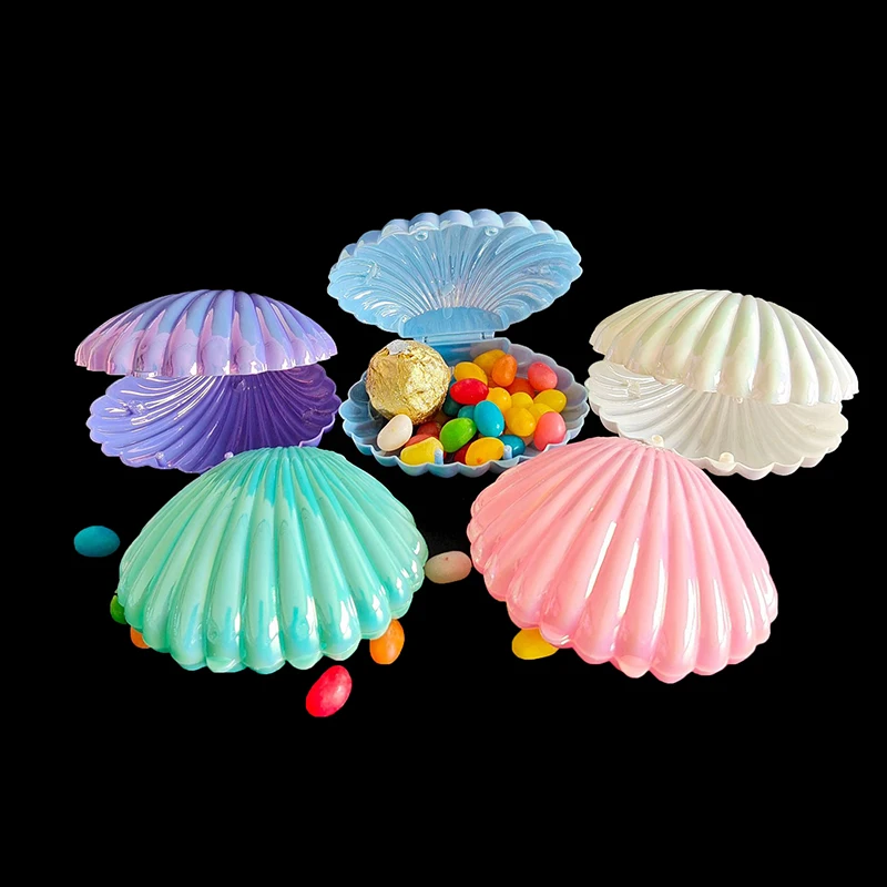 1Pc Cute Shell Plastic Candy Box MakeUp Jewelry Storage Boxes Wedding Birthday Baby Shower Gift Party Favor Decor