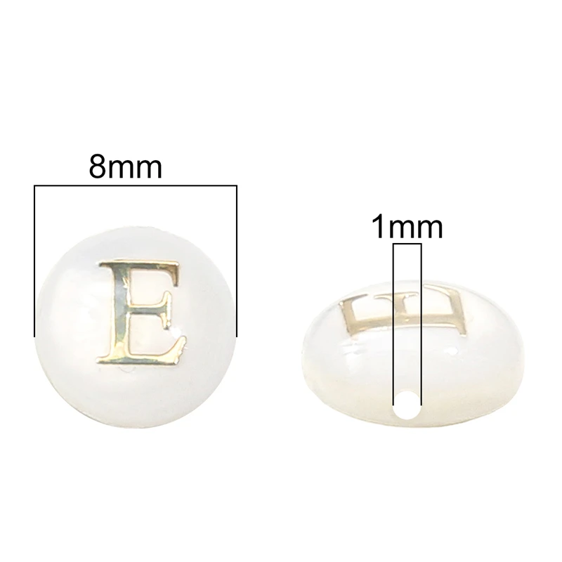 1pcs 8mm Natural Shell with Gold Foil Beads White Alphabet Letter Beads Charm for Necklace Bracelet DIY Jewelry Making