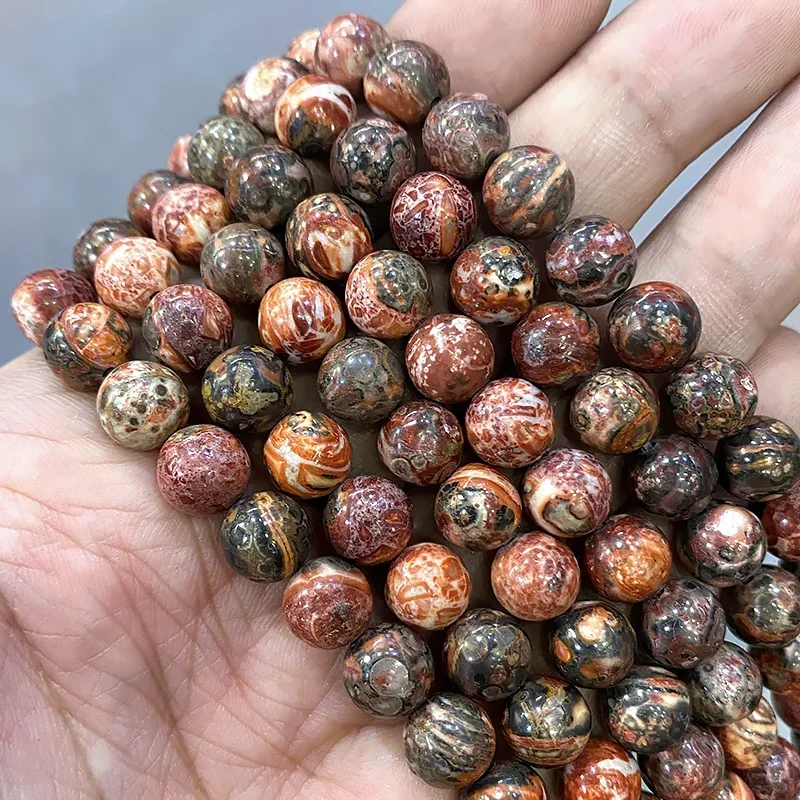 Natural Stone Beads Leopardskin Jaspers Smooth Round Loose Spacer Beads For Jewelry Making 6/8/10mm DIY fashion Bracelet 15