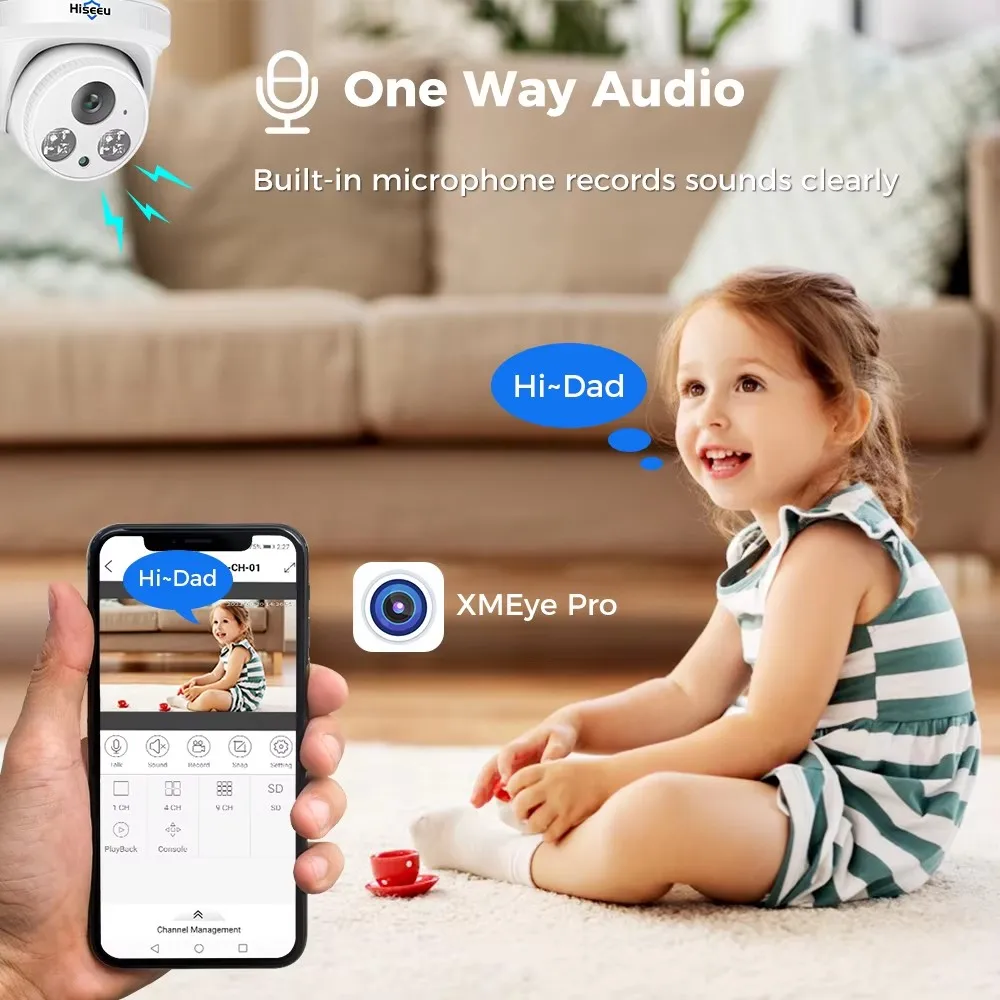 كاميرا مراقبة أمان Hiseeu-POE IP ، واي فاي ، CCTV Ai ، تتبع تلقائي ، رؤية ليلية عالية الدقة ، كاميرا منزلية ، 5 ميجابكسل