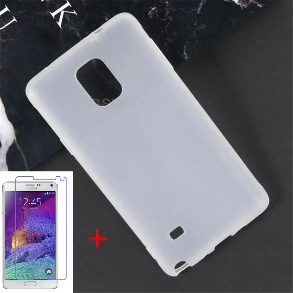 Anti-knock Soft TPU Phone Case For Samsung Galaxy Note 4 N910C N910A N910F Note4 Silicone Caso Cover Bumper Tempered Glass