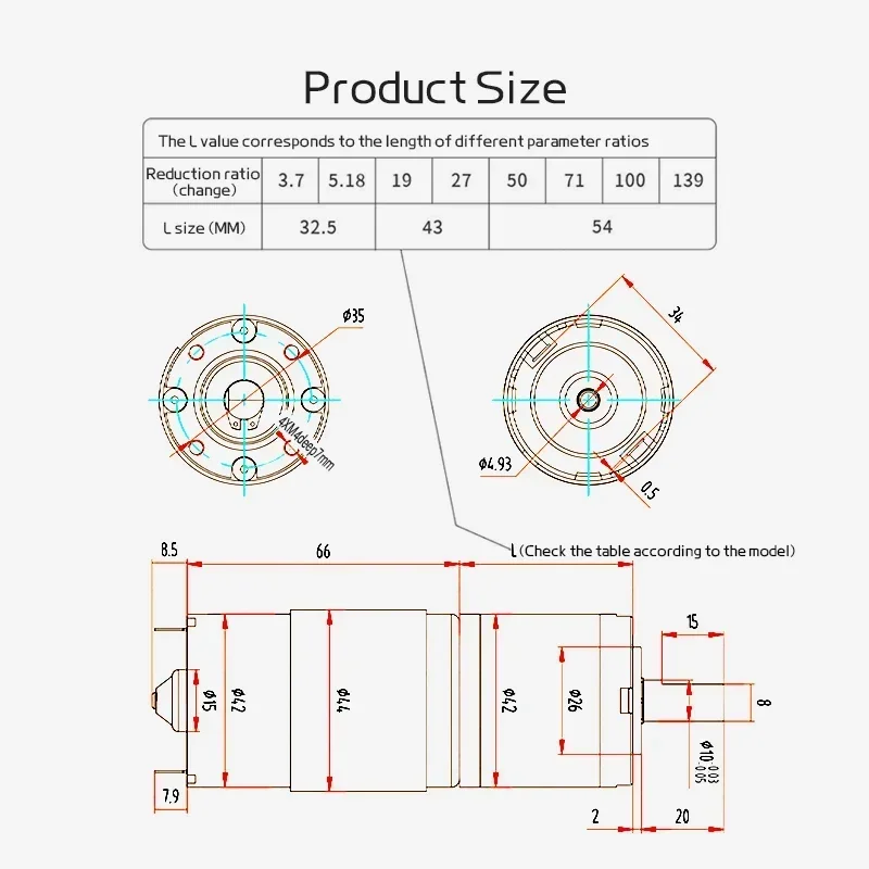 12V/24V planet gear DC low speed motor DC 775 long life ultra high torque forward/reverse 42mm brush planet gear motor