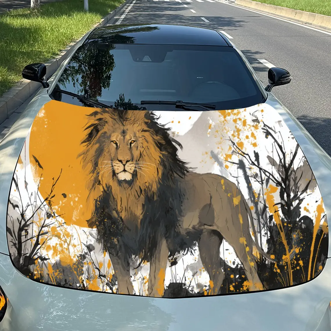 

Majestic — стильная виниловая пленка для автомобиля Savanna Lion, водонепроницаемая наклейка на капот автомобиля из ПВХ, самоклеящиеся устойчивые к царапинам наклейки для Engi