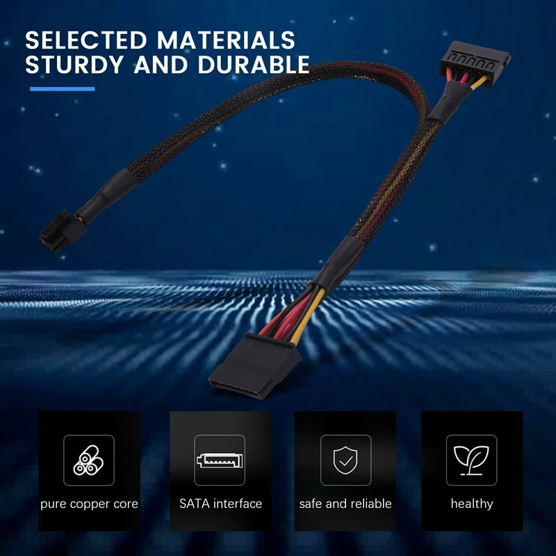 Cabo de alimentação HDD SATA Mini 6 pinos para 15 pinos X2 SATA cabo de alimentação para