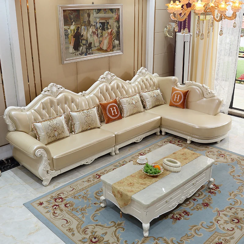 Customizable sofa combination full solid wood carving flower 3.66 meters large and small apartment simple European furniture