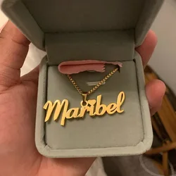 DUOYING Custom Name Necklace Punk Personalized Crown Signature Pendant Necklace Stainless Steel Box Chain Customized Jewelry