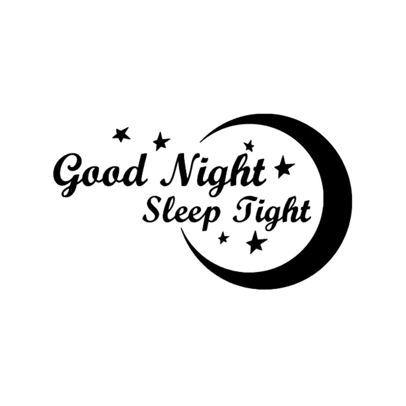 Good Night Sleep Star Moon Decals High Quality Car Window Decoration Personality Pvc Waterproof Decals Black/white, 14cm*8cm