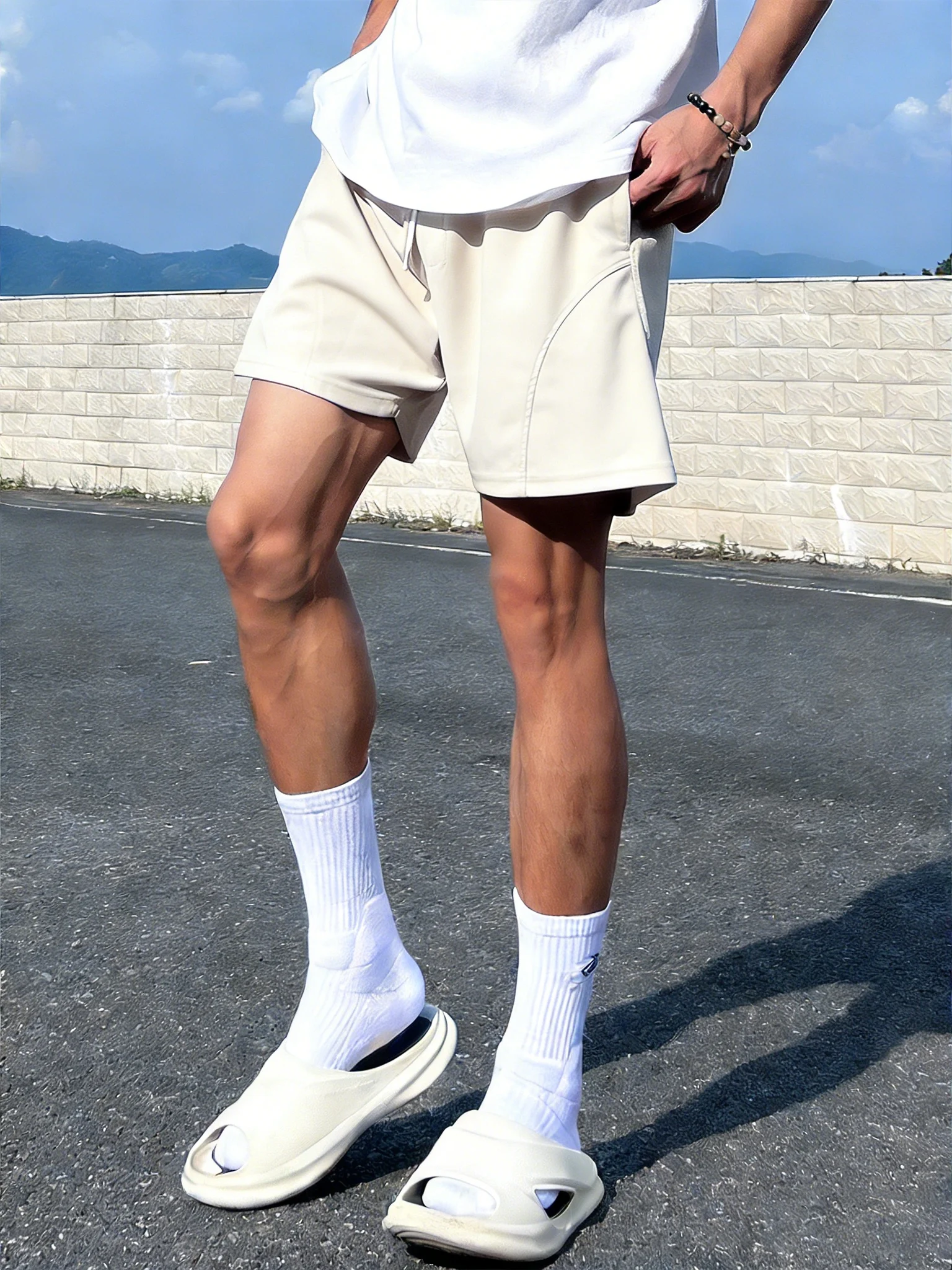 

American Sle Qui Dry Running orts Men's Summer Outdoor Fitn Marathon Training Four-Quarter Mid-Pants